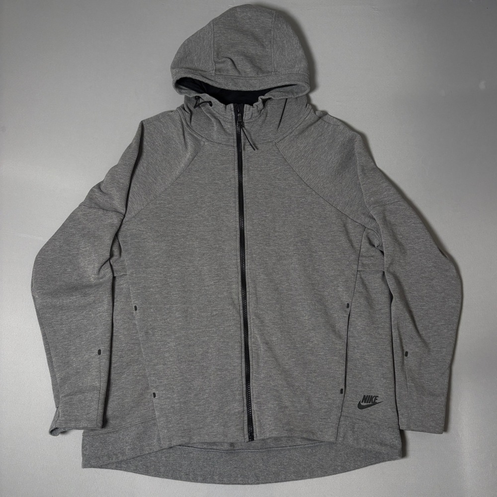 Nike Mens Tech Fleece Full Zip Hoodie Heather Gray Scuba Hood XL